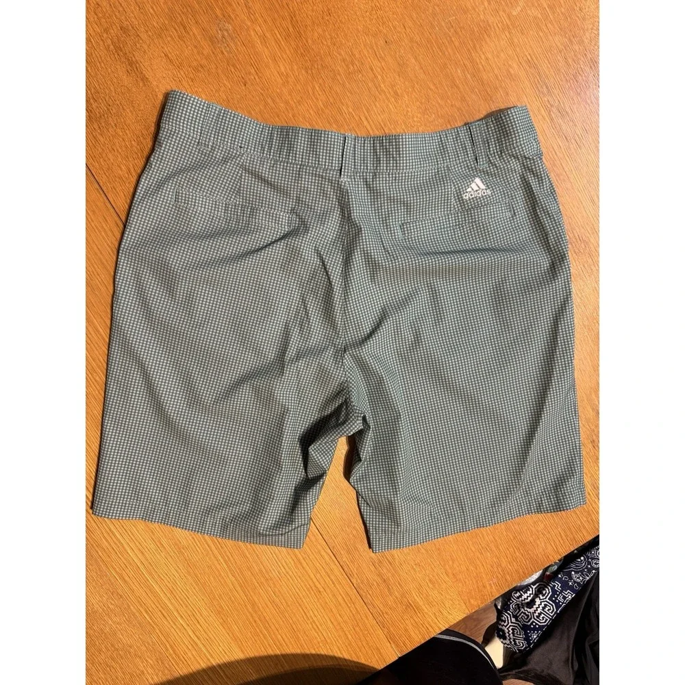 Adidas Golf Shorts Men's 36x9‎ Green Check Lightweight Chino Performance Stretch